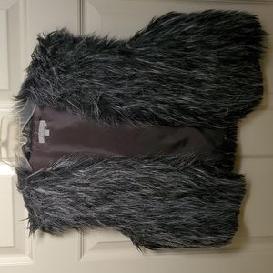 Black and white faux fur vest
